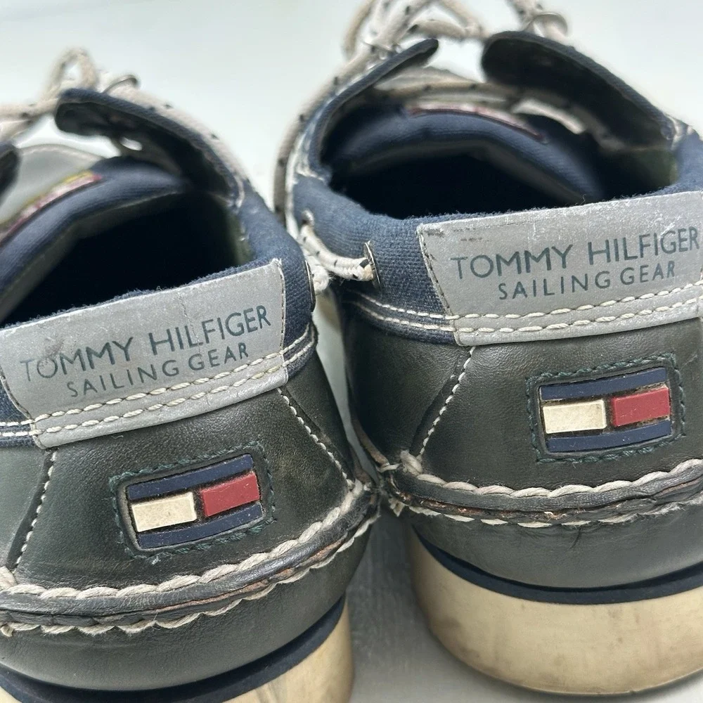 VTG Tommy Hilfiger Leather Boat Shoes Mens 13 Blue Deck TH 44/480 Sailing Gear
